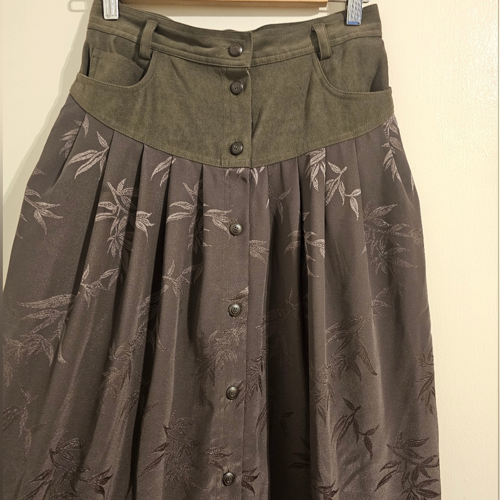Together Green Midi A-Line Skirt Pleated Casual